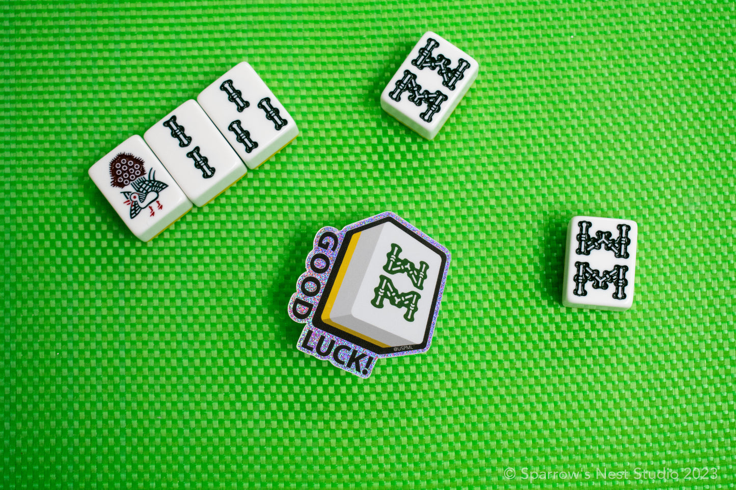 "Good Luck!" Sticker - Lucky Number 8 Mahjong Tile